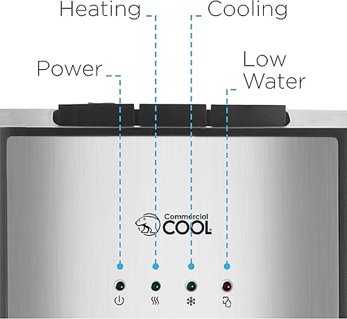 Miniatura 4 de Commercial Cool Dispensador de agua de carga inferior, para botellas de agua de 3 o 5 galones, color negro con puerta y borde de acero inoxidable,