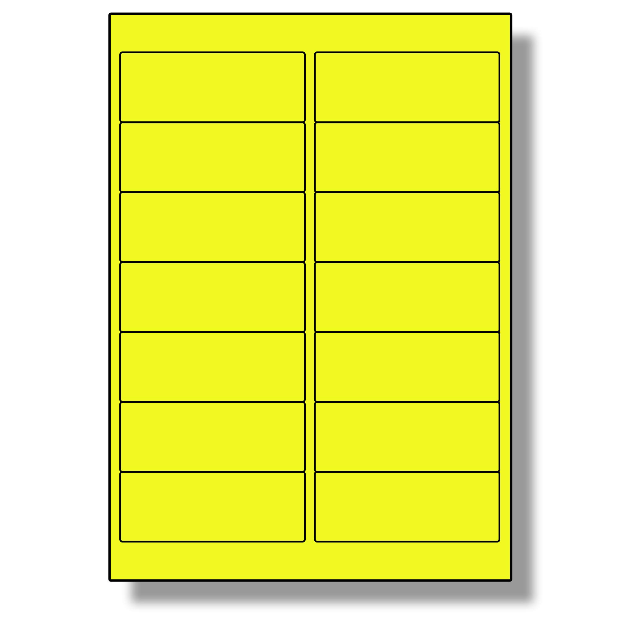 Label Planet® 14 Per Page/Sheet, 50 Sheets (700 FLUORESCENT YELLOW Sticky Labels), A4 Bright Neon High Impact Paper Stickers, For Laser/Inkjet Printer, LP14/99FL, 99.1x38.1mm, For Mail/Product/Warning — image 1