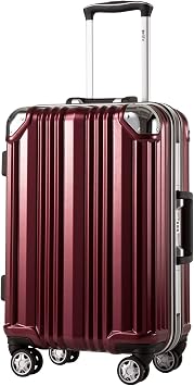 review Coolife Luggage Aluminium Frame Suitcase TSA Lock 100% PC 20in 24in 28in (Wine red, M(24in))