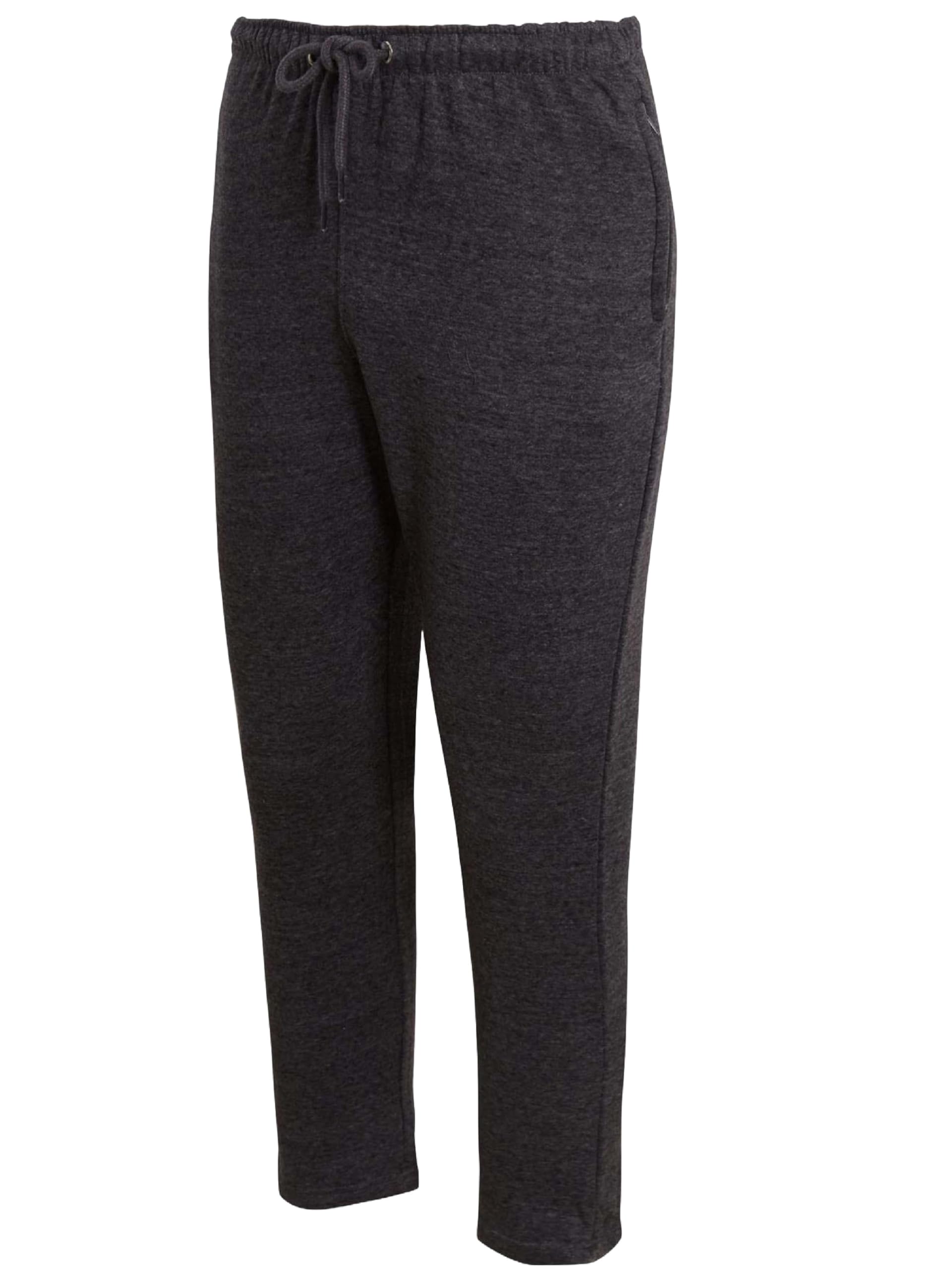 shelikes Mens Trousers Fleece Open Hem Bottoms Sweatpant Track Pants Casual Jogging Joggers Sweatpants with Zip Pockets Charcoal