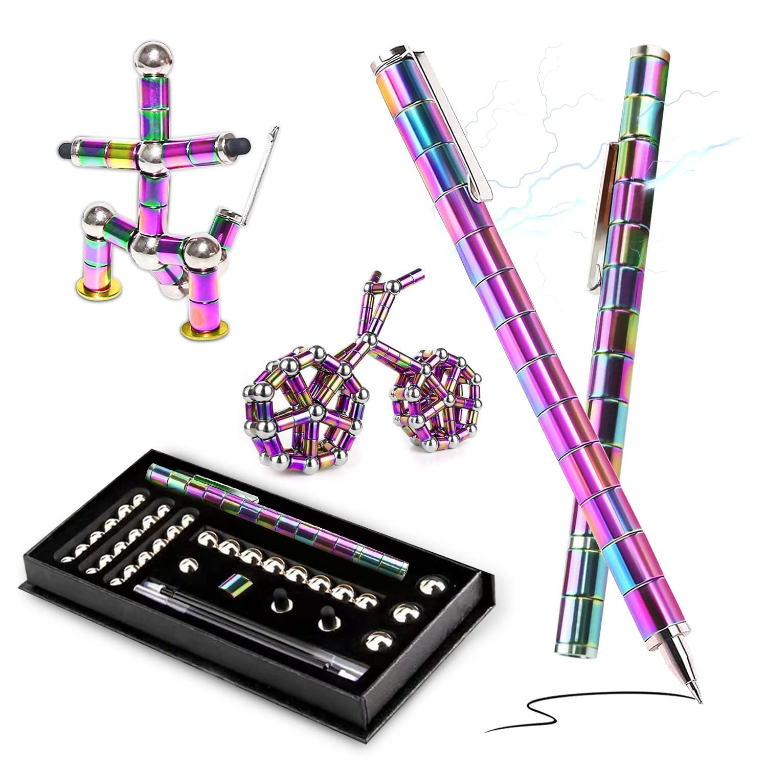 Fidget Pen Magnetic Pen - Magnetic Balls Fidget Toy - Gift for Teenager Boys Girls 8 9 10 11 12 Years Old Magnet Pen Fidget Toys For Kids Adults - Colorful