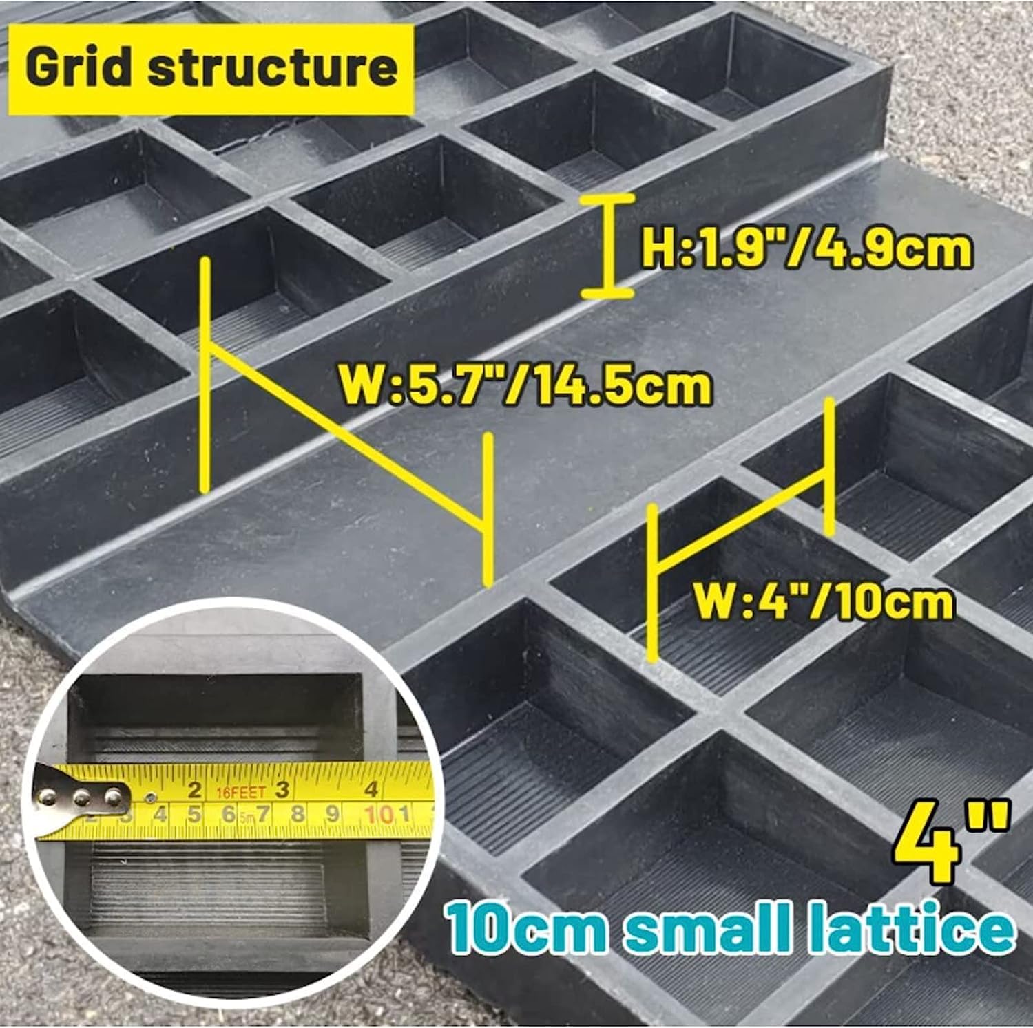 Rampa portátil de goma para sillas de ruedas para puertas, rampa de entrada antideslizante para 2-3 pulgadas, ideal para ducha, garaje, patio, hogar y cobertizo (50 x 86 x 5,8 cm)
