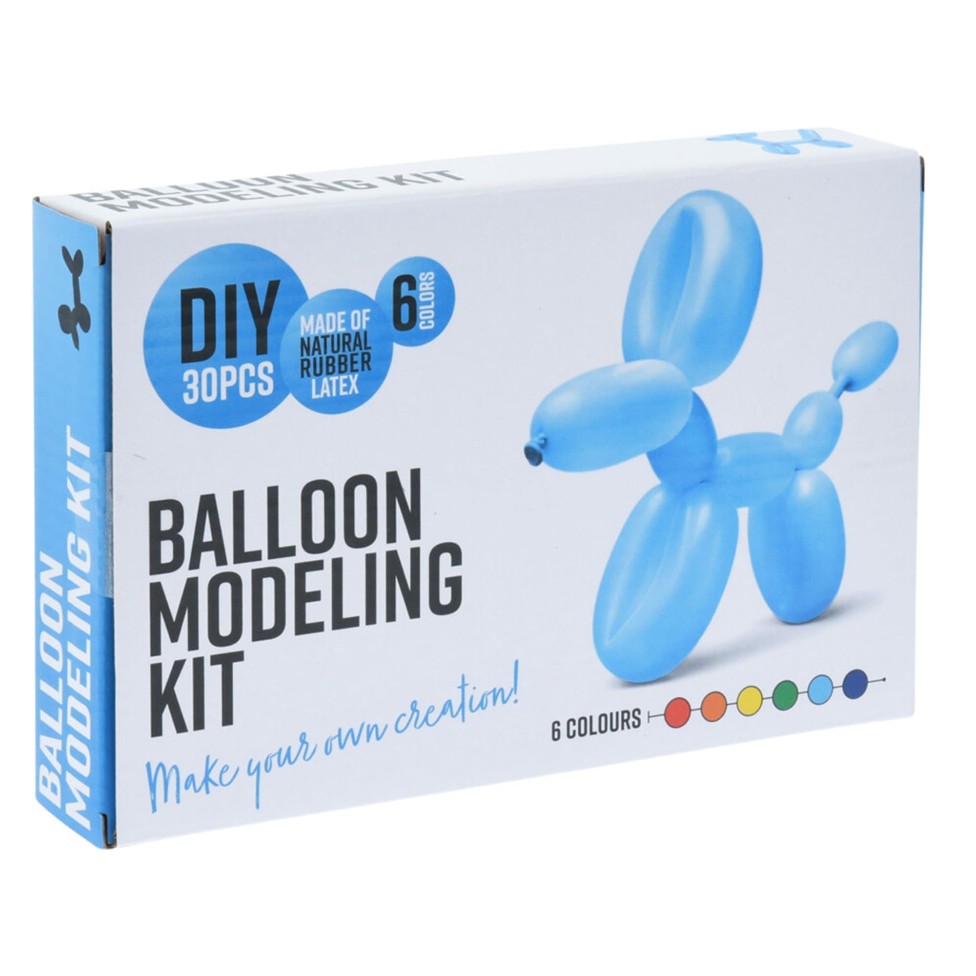 Balloon Modeling Set: 30 Rainbow Colored Balloons with Pump Included for Parties and Creative Events