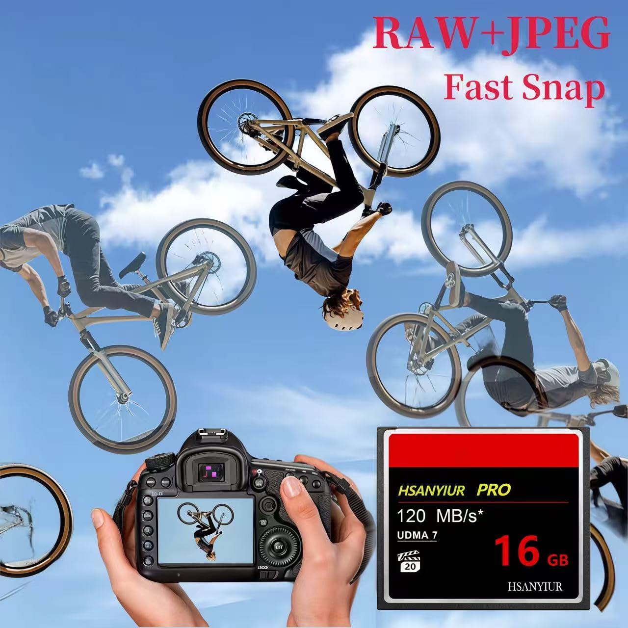Carte mémoire CompactFlash 16 Go, vitesse UDMA jusqu'à 120 Mo/s, carte mémoire CF originale pour appareil photo