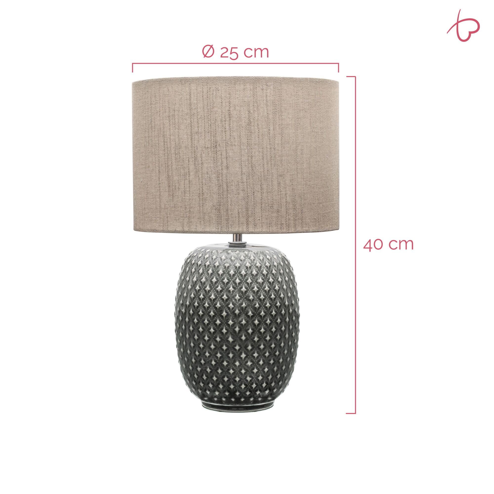 Pauleen 48153 Pretty Classy Tischleuchte Keramik Tischlampe mit Stoffschirm hell Beige max60W E27 Dunkelgrau/Beige 230V Keramik