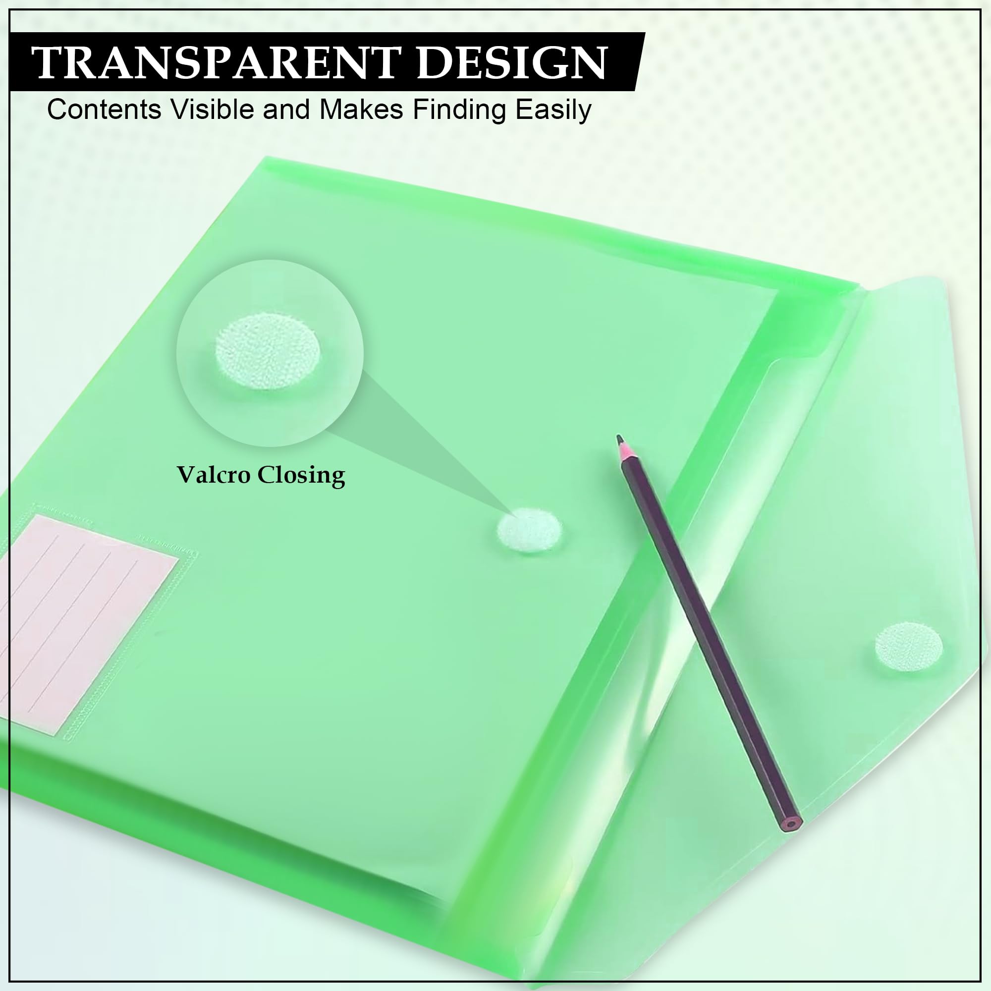 GLUN Valcro - Cartella portadocumenti con apertura laterale, confezione da 6 cartelle portadocumenti in plastica colorata A4 e formato legale, per certificati, con bottone a pressione