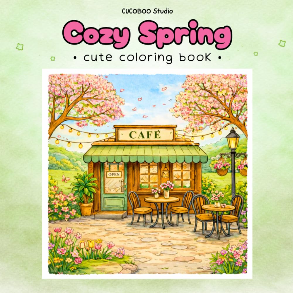 Cozy Spring: Cute Coloring Book for Adults and Teens Featuring Cozy Spring Scenes for Relaxation and Stress Relief (Cozy Seasons)