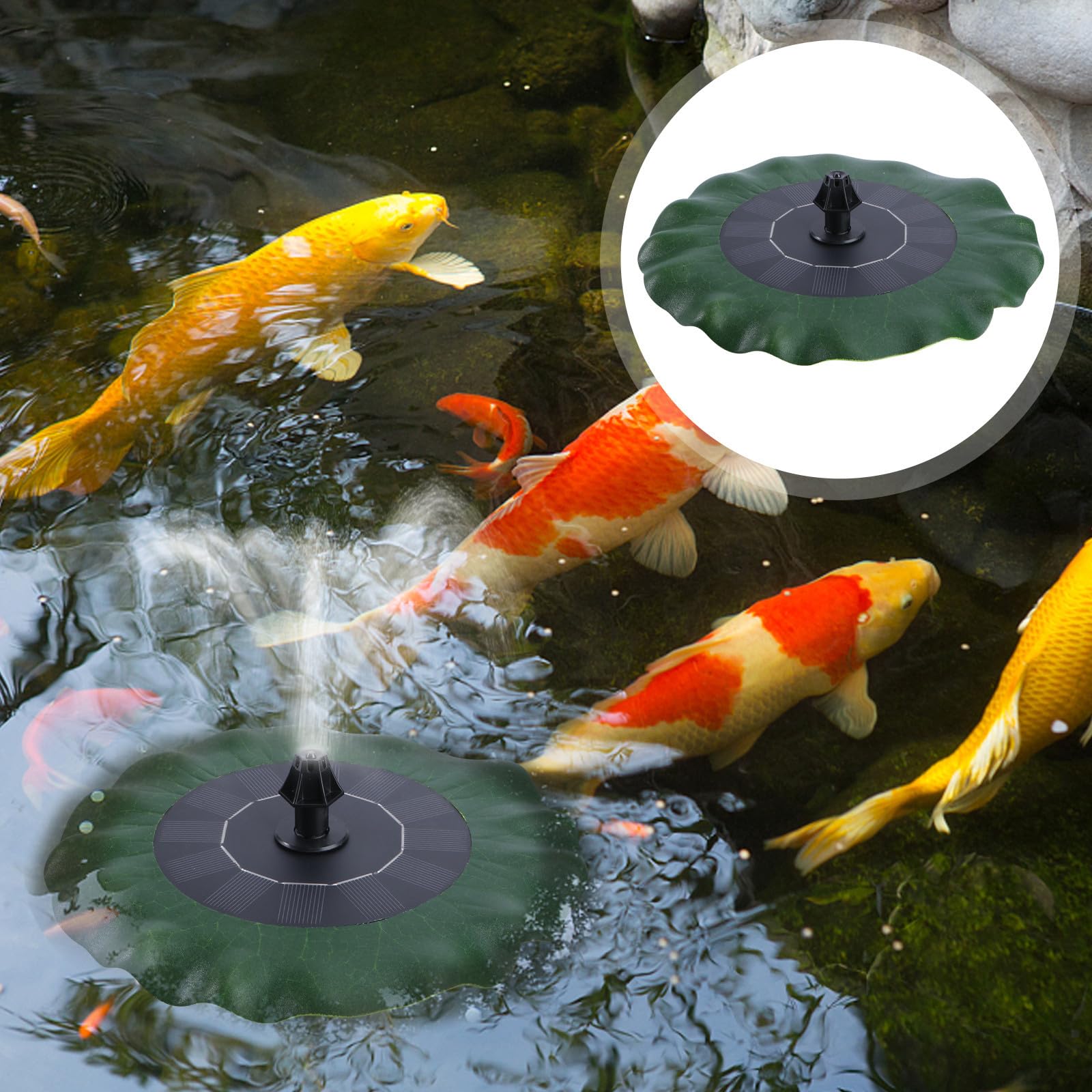Pompa Facile Forma Foglia Fontana di di Loto a Solare e Galleggiante in Plastica, da Spostare Piccoli Stagni e Bagni per Uccelli