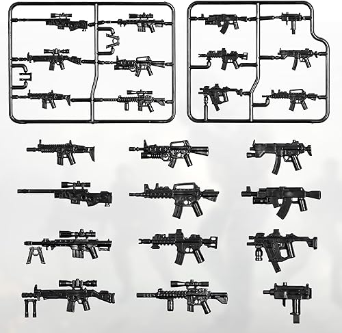 Miniatura 51 de Juego de 63 piezas de armas militares, accesorios de fuerzas especiales del Reino Unido, juguetes de armas, equipo militar, bloques de batalla