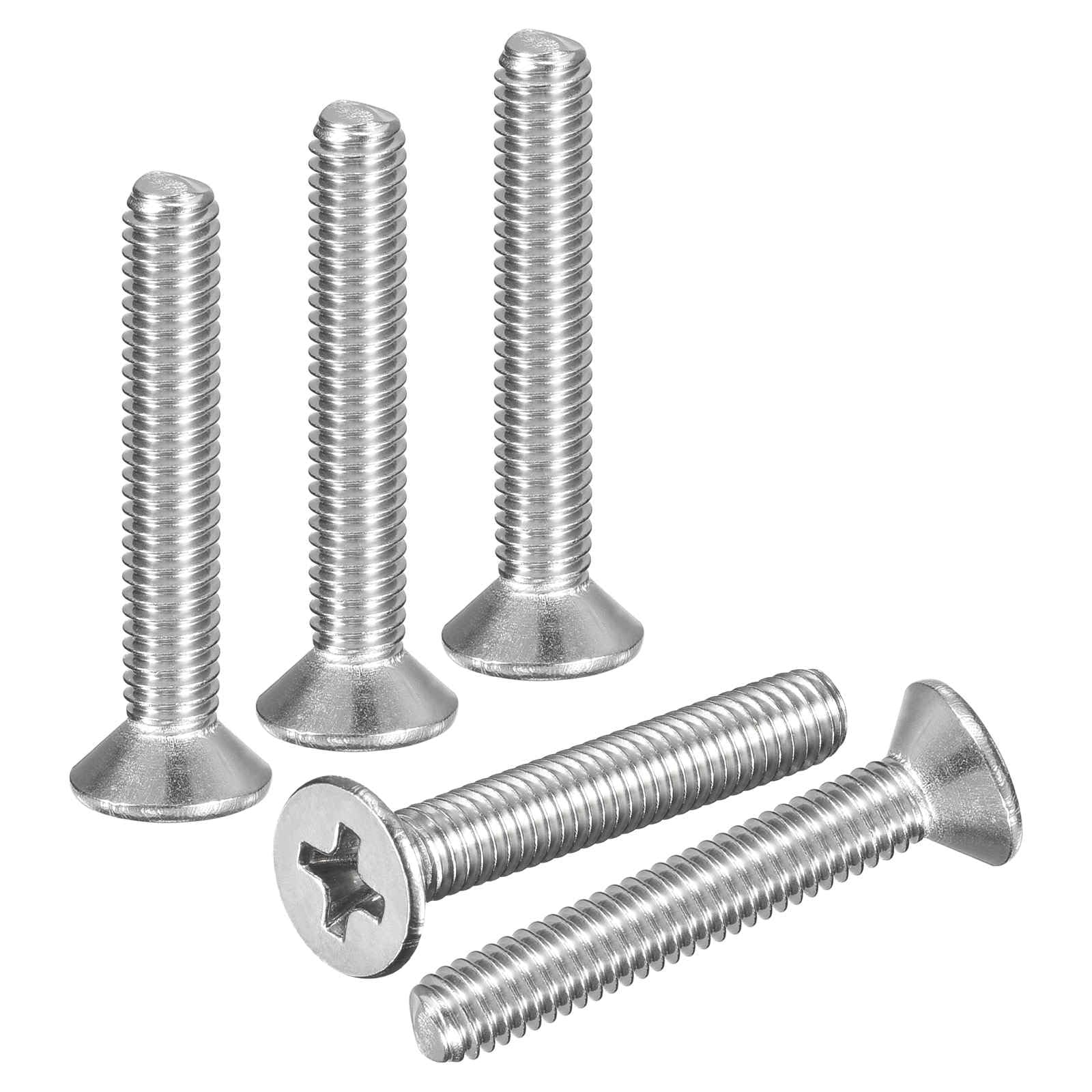 DTGN M4-0.7x28 Flat Head Machine Screws - 10pcs - Good for Furniture and Machinery - 304 Stainless Steel Phillips Countersunk Machine Screws Bolts - Silver