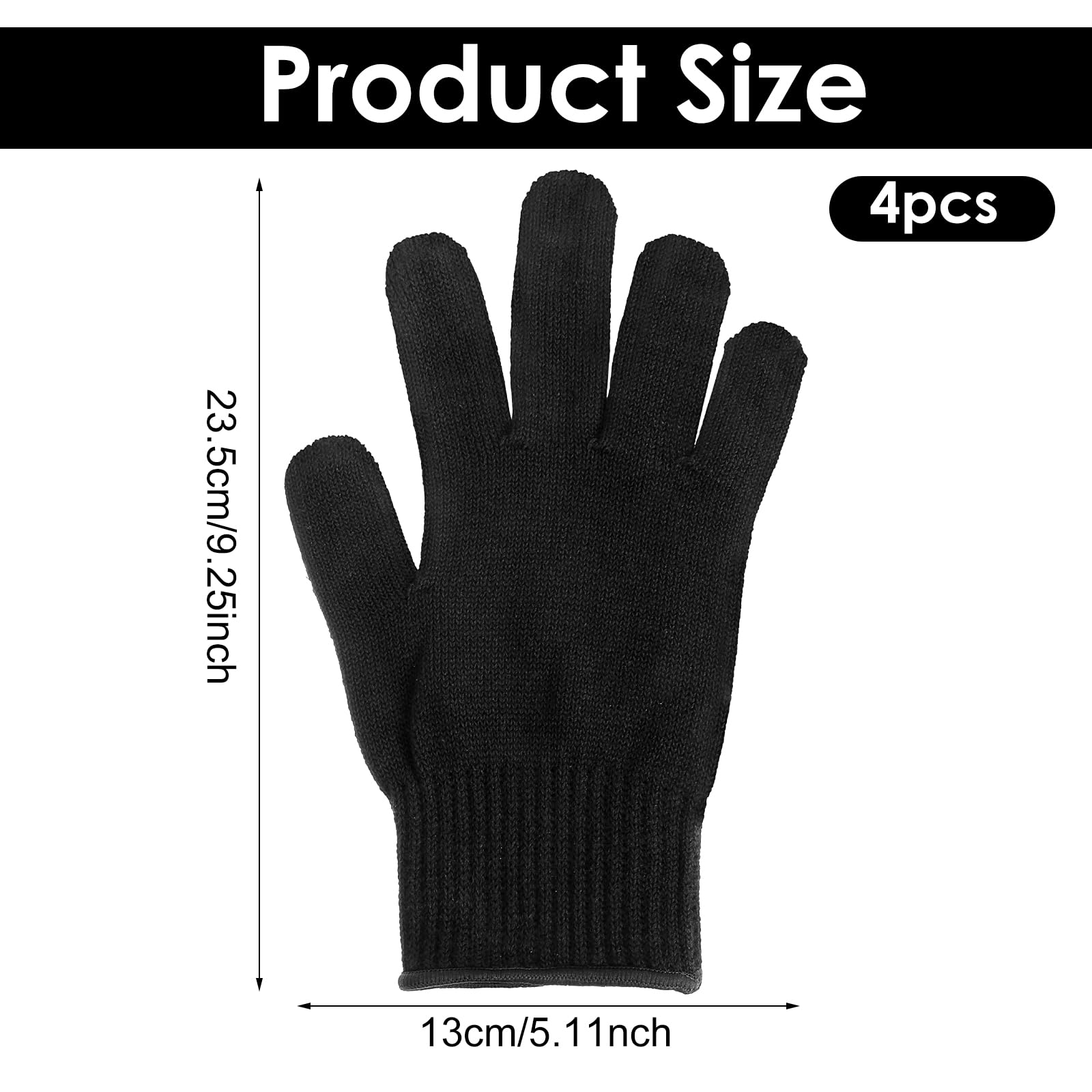 Gants professionnels résistants à la chaleur pour coiffure, protection chaleur, fer à friser, lisser, noir, 22x12 cm, lot de 4