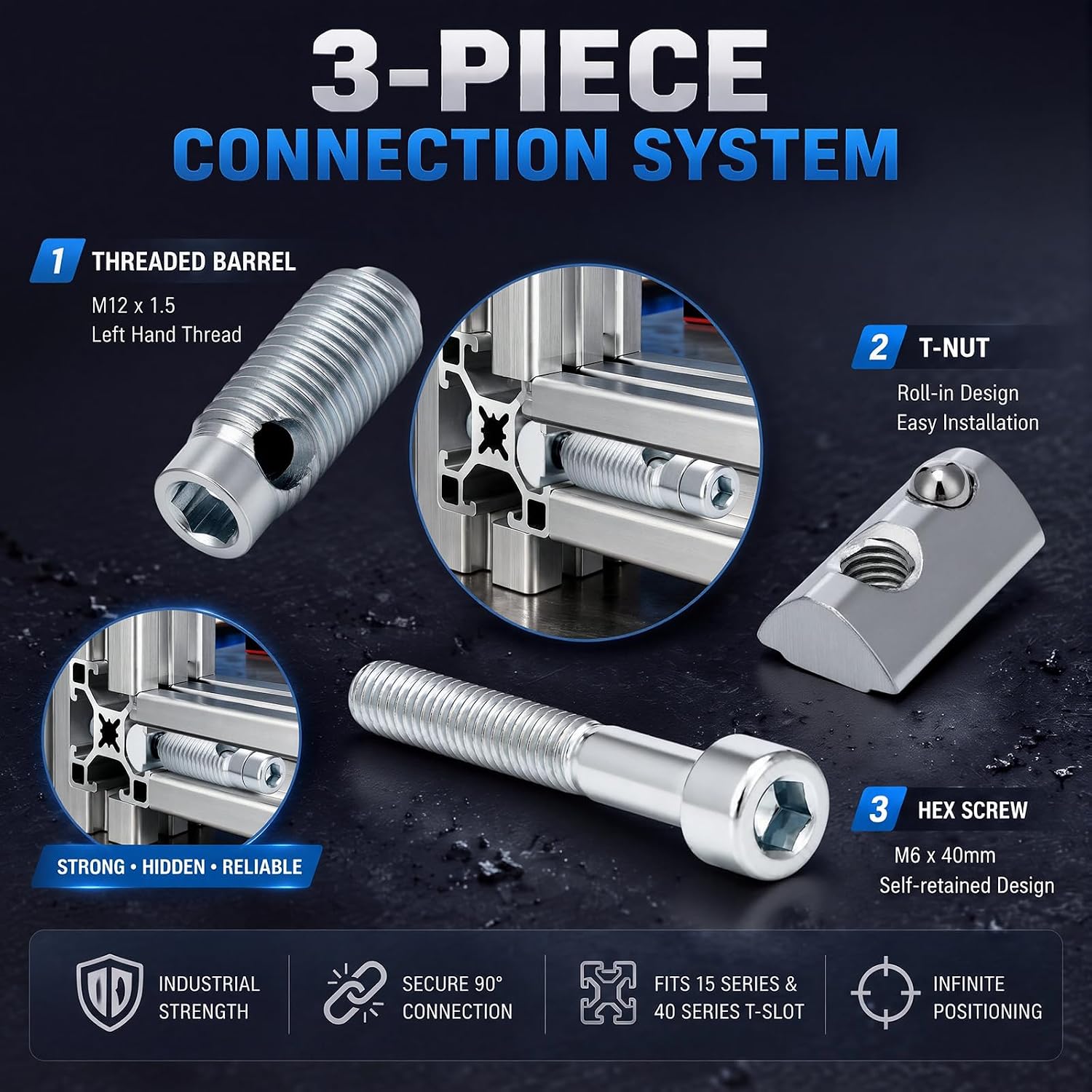 Flutesan 10 Pack T Slot Connector for 15 Series 40 mm Aluminum Extrusion