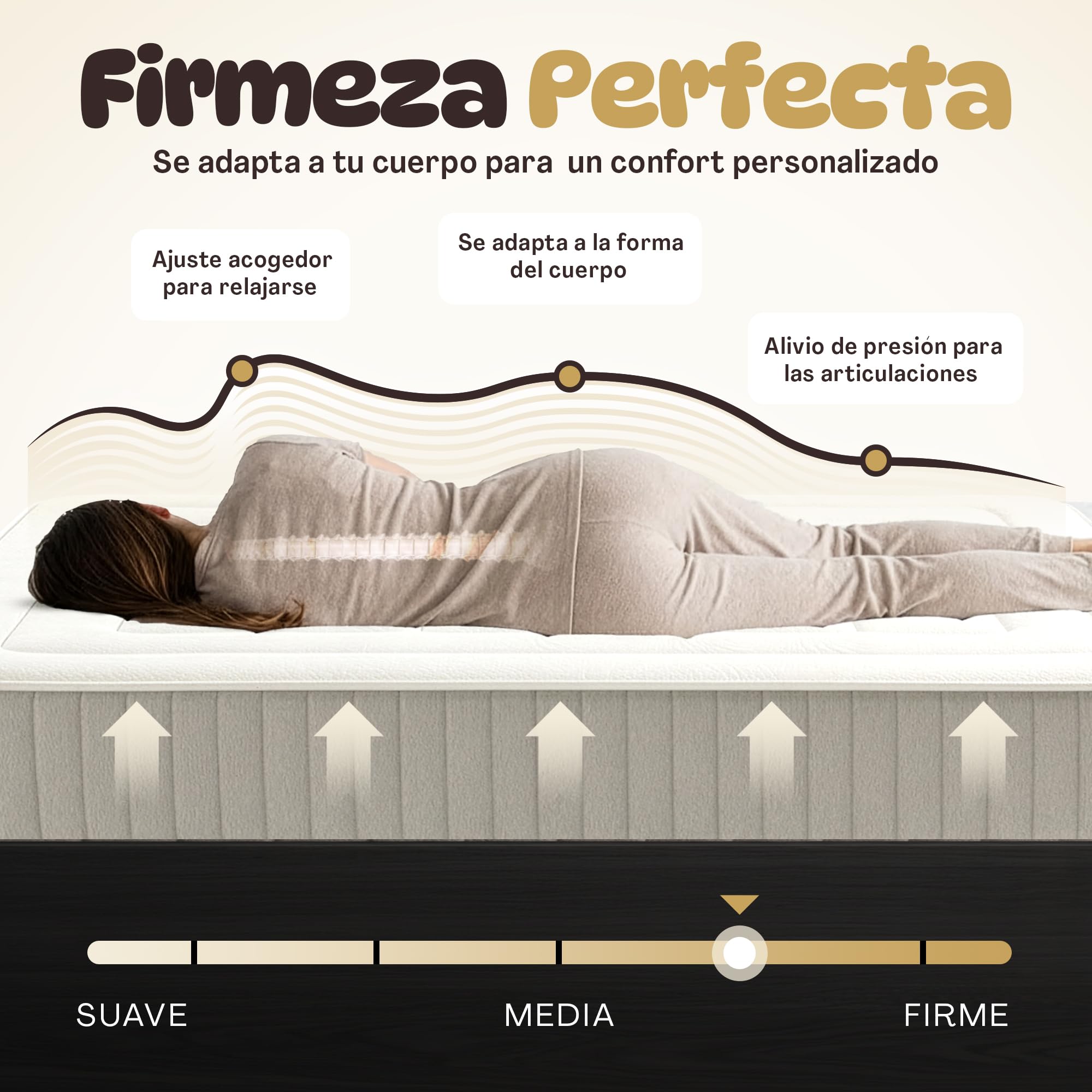 Colchón Viscoelástico Xcloud 135 x 190 - Altura 30 cm | Alta Densidad - Núcleo HR 28kg - Firmeza Media Alta para Aliviar la Presión y Dolores | Oeko-Tex | Fabricado en España