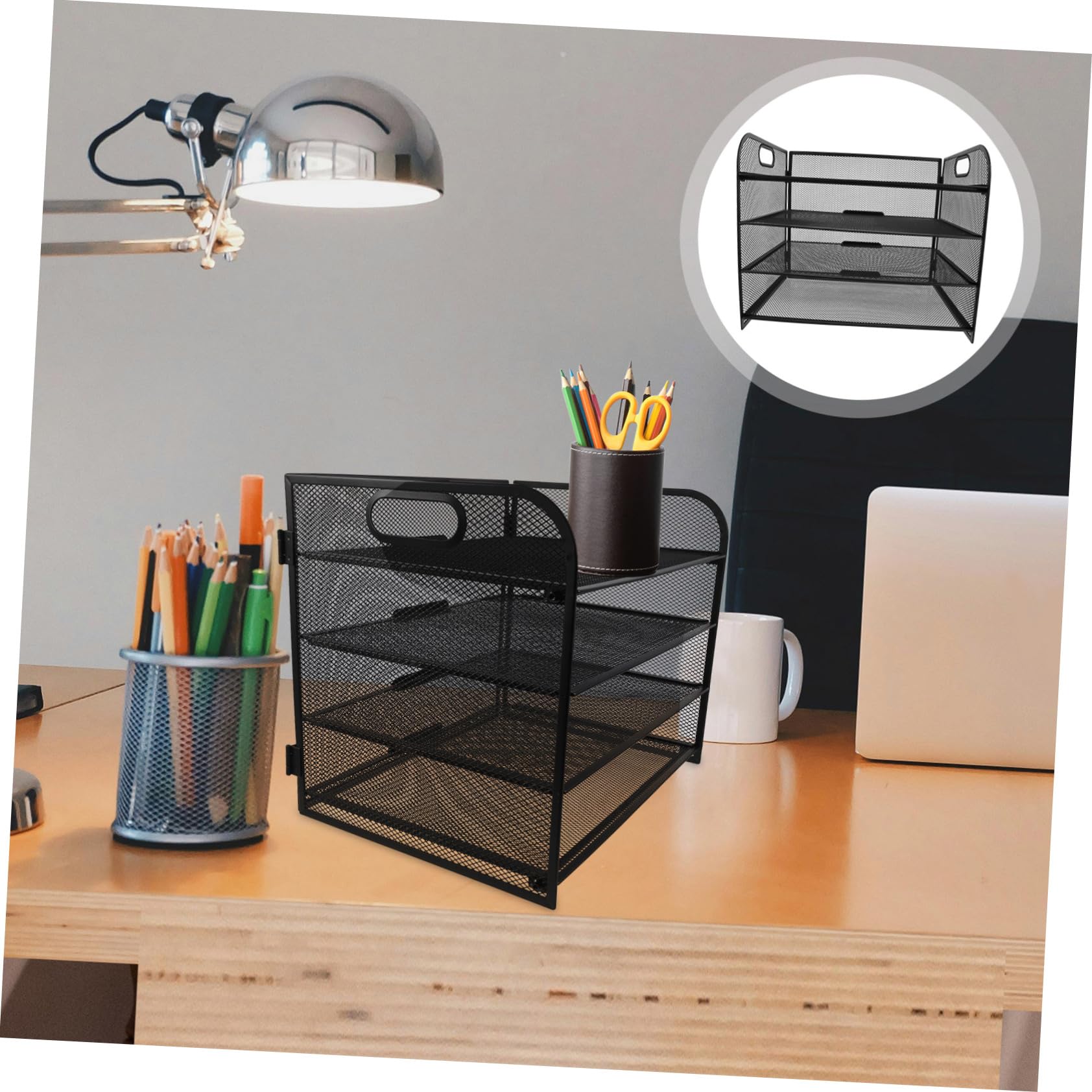 HOMSFOU 4livello Organizzatore di Vassoi Portadocumenti Impilabili in Metallo per Documenti con Maniglie Comode Design Elegante per Casa Ufficio e Aula