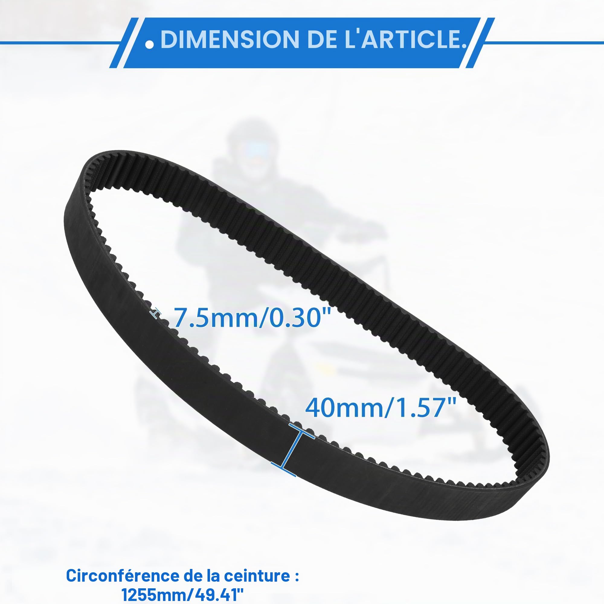 Courroie Transmission Pour Yamaha Xp530 T-Max 530 12-16 1 Pièce | Noir, Caoutchouc Et Fibre, Dimensions: 1255x40x7.5mm, Résistant À L'Usure, Pour Véhicules Tout-Terrain
