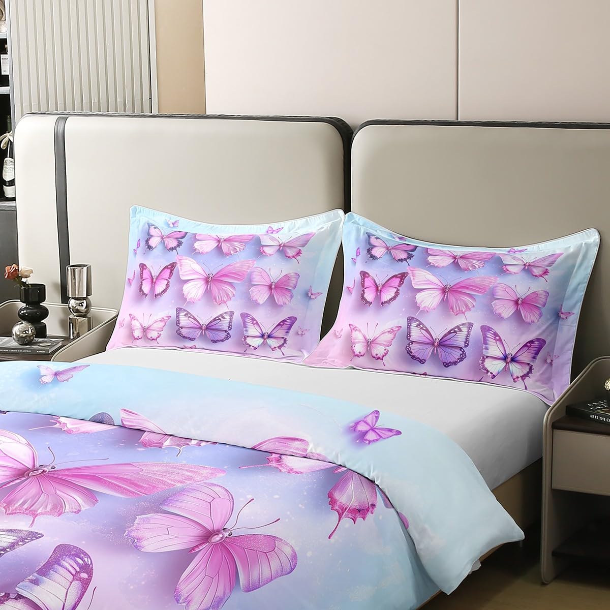 Fantastyczny motyl rozmiar M, poszewka na kołdrę 3D, różowy, fioletowy, motyle, nadruk, 100% czysta bawełna, poszewka na poduszkę dla dzieci, piękne dzikie zwierzęta, zestaw pościeli z 1 poszewką na