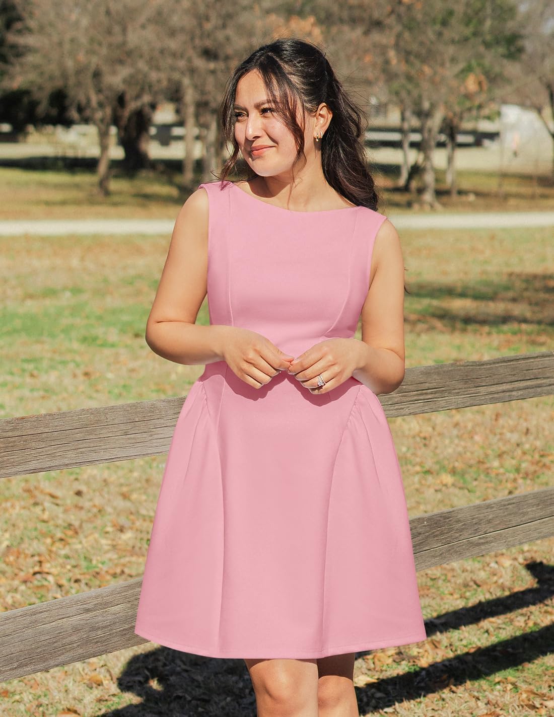 ZESICA Women's 2026 Summer Sleeveless Cocktail Mini Dress Boat Neck Backless Swing A Line Wedding Club Party Short Dresses - Image 5