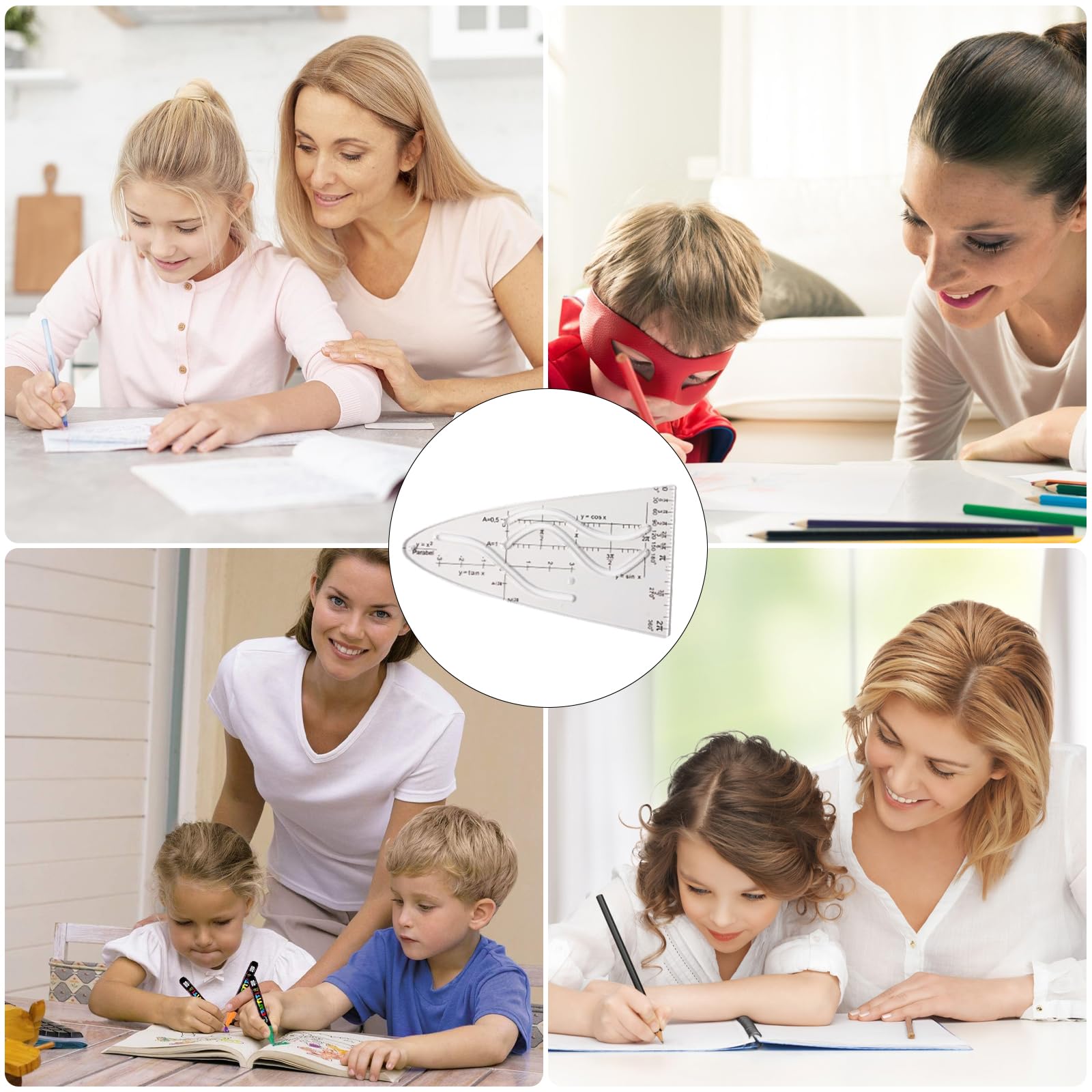 Un Ensemble De 7 Pièces De Compas Et Règles Multifonctions Pour Le Bureau Et Le Dessin D