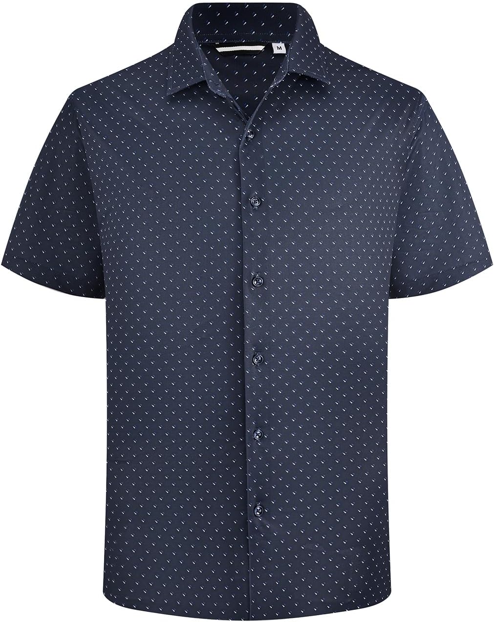Damipow Men's 8-Way Stretch Breeze Short Sleeve Button Down Shirt Wrinkle Free Print Dress Shirt for Business Casual