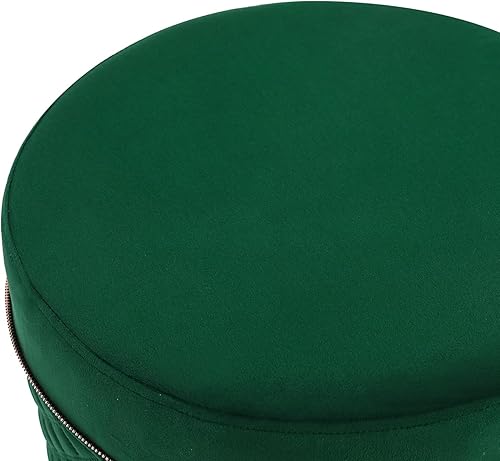 Miniatura 7 de Asense Taburetes tapizados otomanos redondos de terciopelo con base chapada en oro, taburete de maquillaje para sala de estar, dormitorio, Redondo