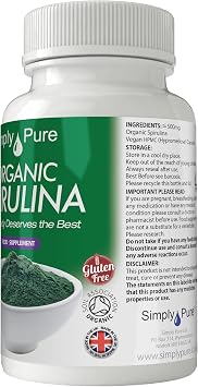 Organic Spirulina for Nutritional & Gut Health | Vegan Source of Protein & Iron | 100% Pure Soil Association Certified | 500mg Capsules x 90 | Gluten Free | GM Free | Vegan