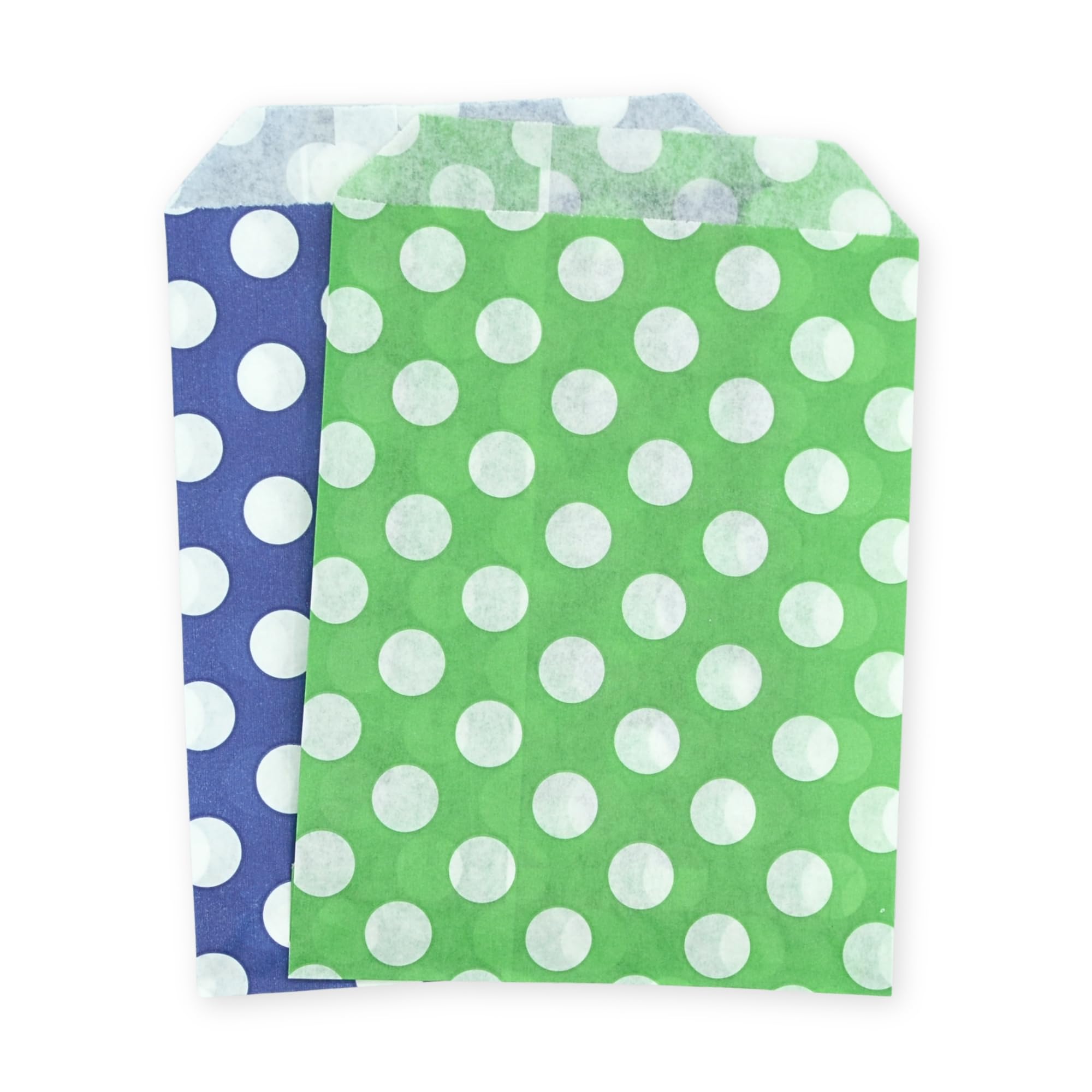 celloexpress 7" x 9" Blue & Green Polka Dot Paper Sweet Bags - Classic Confectionery Gift Shop Goodie Party Bags (Pack of 500)
