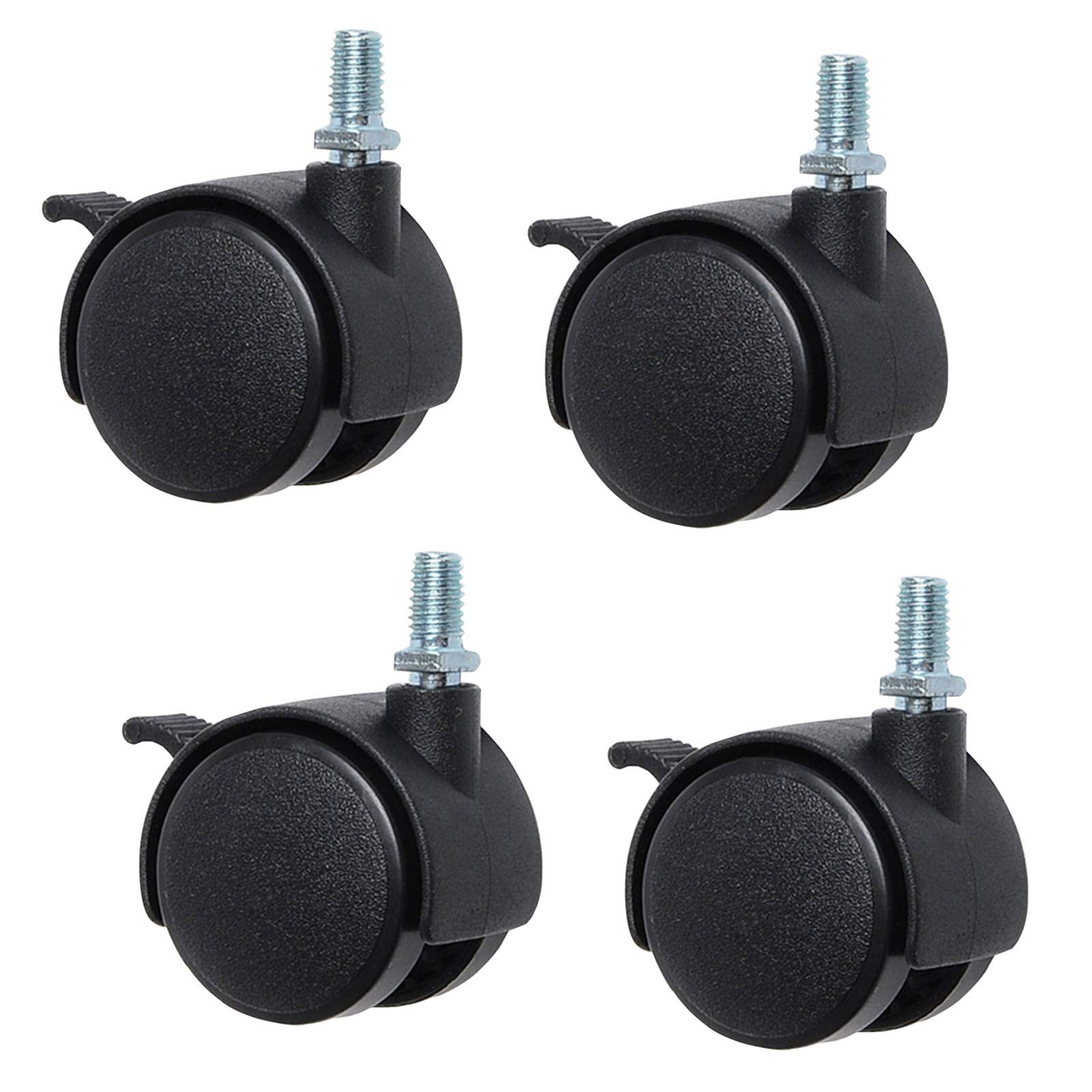 SZITW 4 Pcs Swivel Caster Wheels 50mm Nylon Replacement Caster Furniture Wheels Office Chair Swivel Caster Threaded Stem Caster Wheel M8/M10 x 15mm,For Small Shelf,Household Appliances(M8)