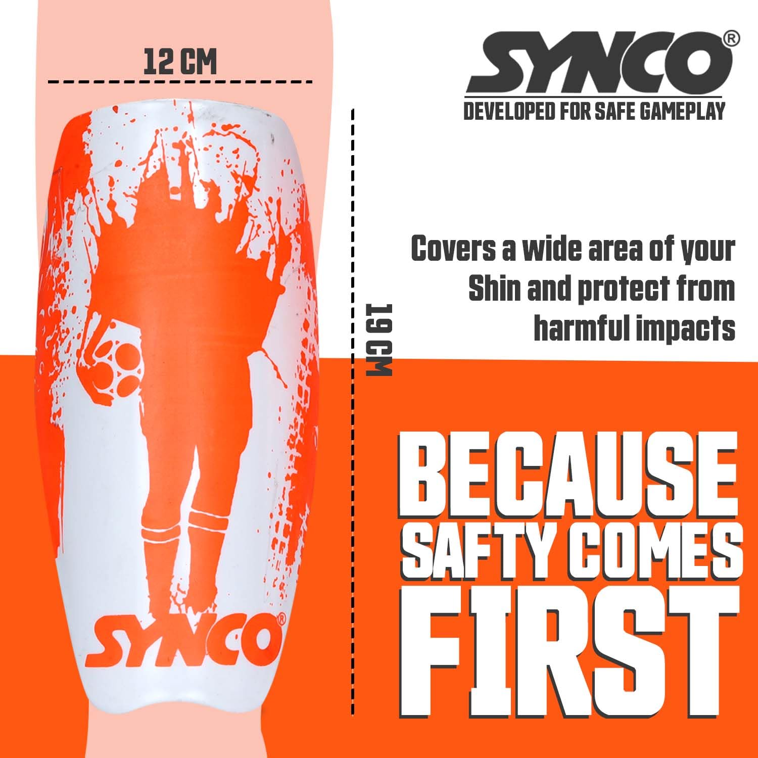 Synco Fusion Shin Guard with Sleeve | Premium and Durable | Medium Size | Comfortable Lycra Fabric Compression 3