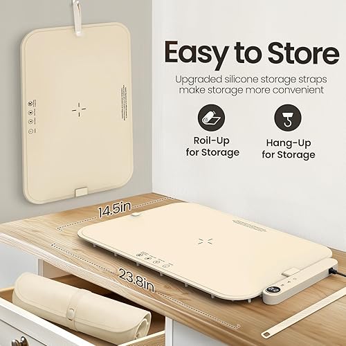 Miniatura 5 de Tapete de calentamiento para alimentos, enchufe de alimentación desmontable mejorado, bandeja de calentamiento eléctrico de superficie completa