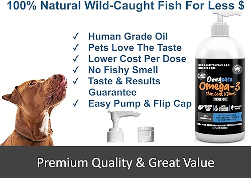 Miniatura 4 de Aceite de pescado 100% puro, con omega 3, 6 y 9 para perros y gatos, 32 onza