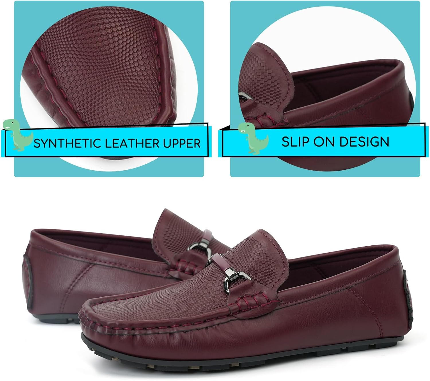 JABASIC Kids Penny Loafer Casual Slip-On Moccasin Flats Boys Dress Shoes - Image 2