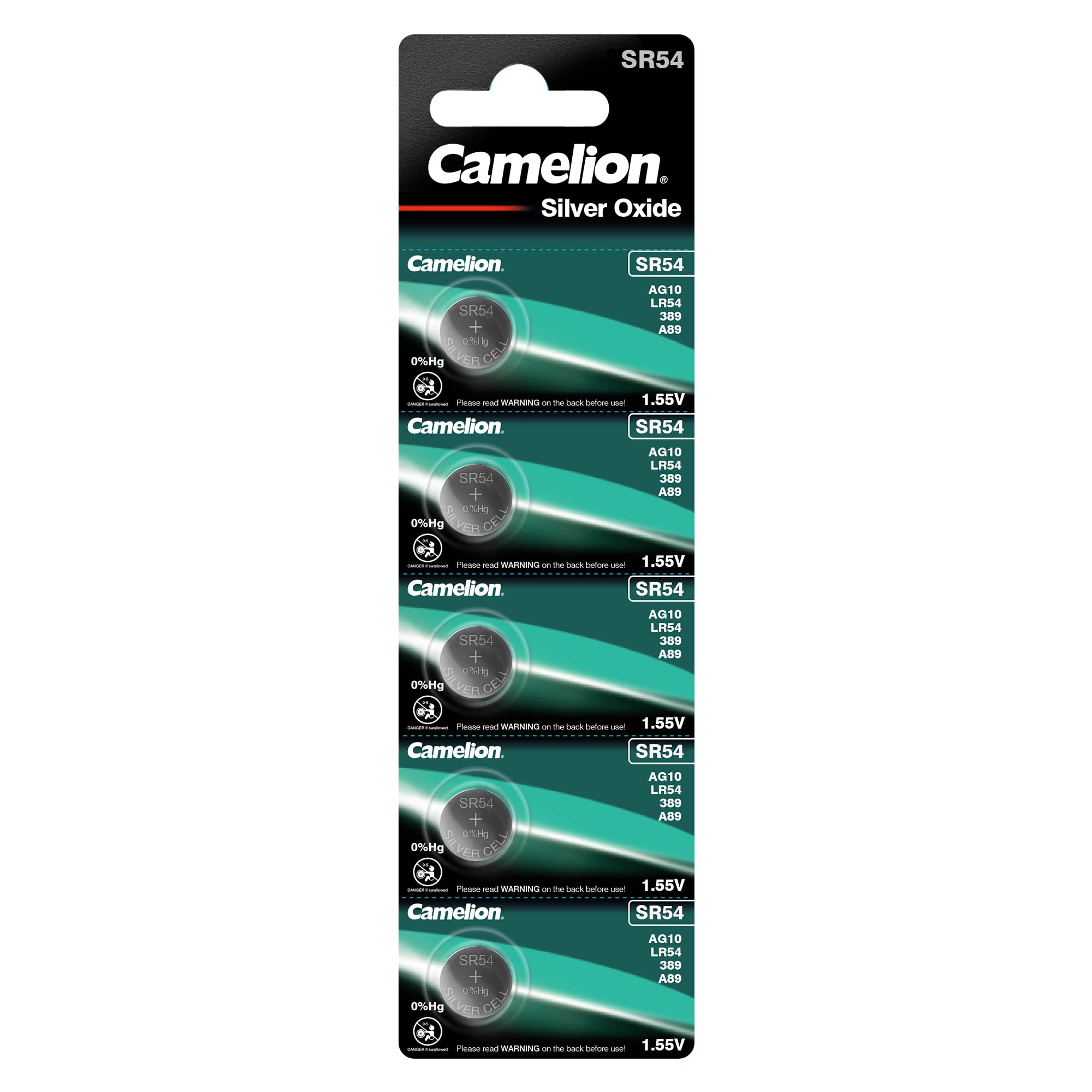 Camelion Silberoxid Knopfzelle SR54 / SG10 1,55 Volt - 5 Stück