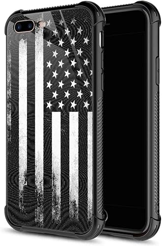 Carcasa para iPhone 8 Plus, 9H de cristal templado para iPhone 7 Plus, para hombres y niños, diseño de patrón fresco a prueba de golpes,