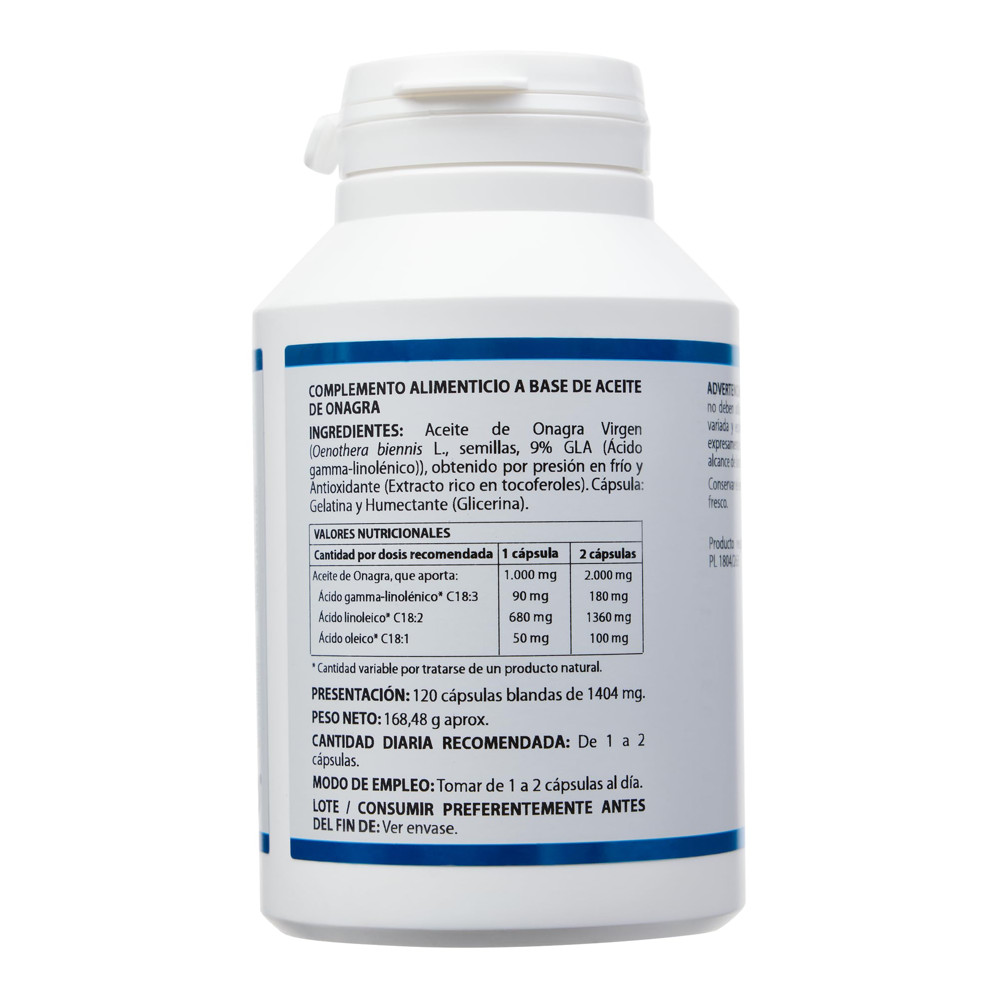 Aceite de Onagra de Equisalud, 120 perlas