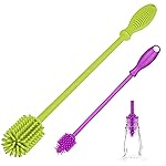 A-Brush Silicone Bottle Cleaner Brush, 2 Piece Set, Flexible, Long Handle - Water Bottle Cleaner, Baby Bottle Nipple Brush for Plastic & Glass, BPA-Free Dish Washing Brush A2S Protection