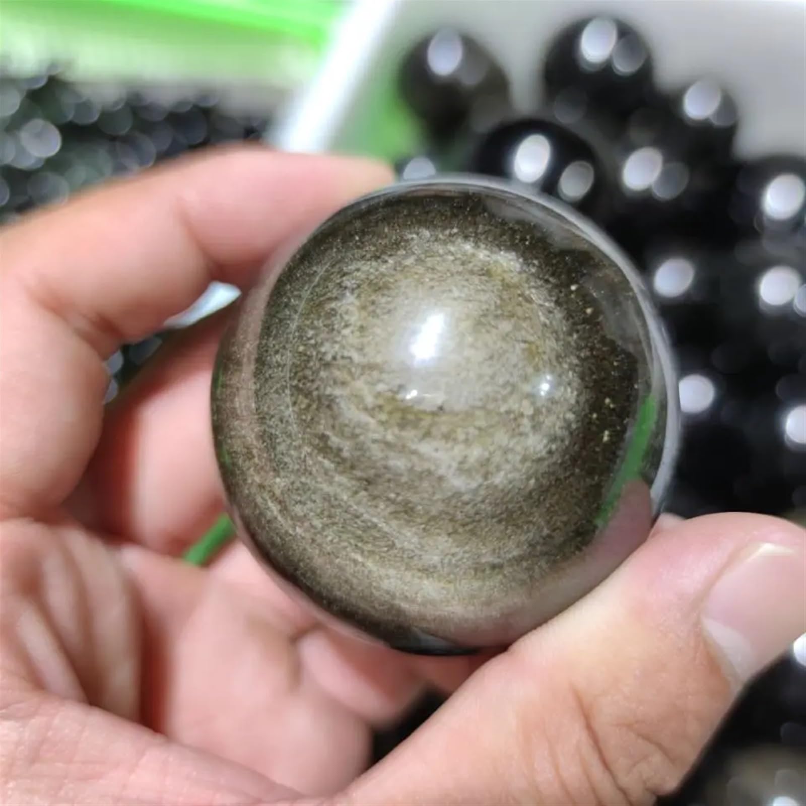 HAOYUNS Beautiful Natural Golden Obsidian Ball - Reiki Crystal Gemstone for Positive Energy and Decoration(4-5cm)