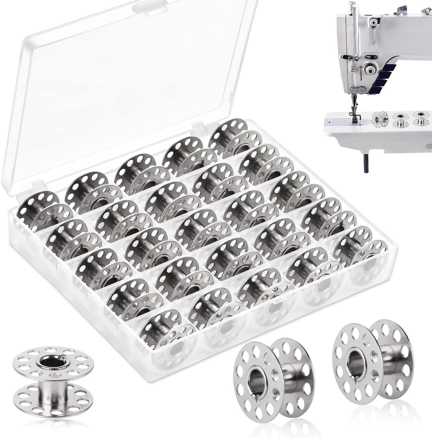 Ricisung Spulenbox Für Nähmaschinen - Praktische Aufbewahrung Für 25 Spulen Mit Transparentem Deckel