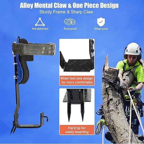 Miniatura 2 de Juego de picos de escalada de árboles, equipo de escalada de árboles con cinturón de escalada ajustable y cuerda de mejora, kit de escalada de
