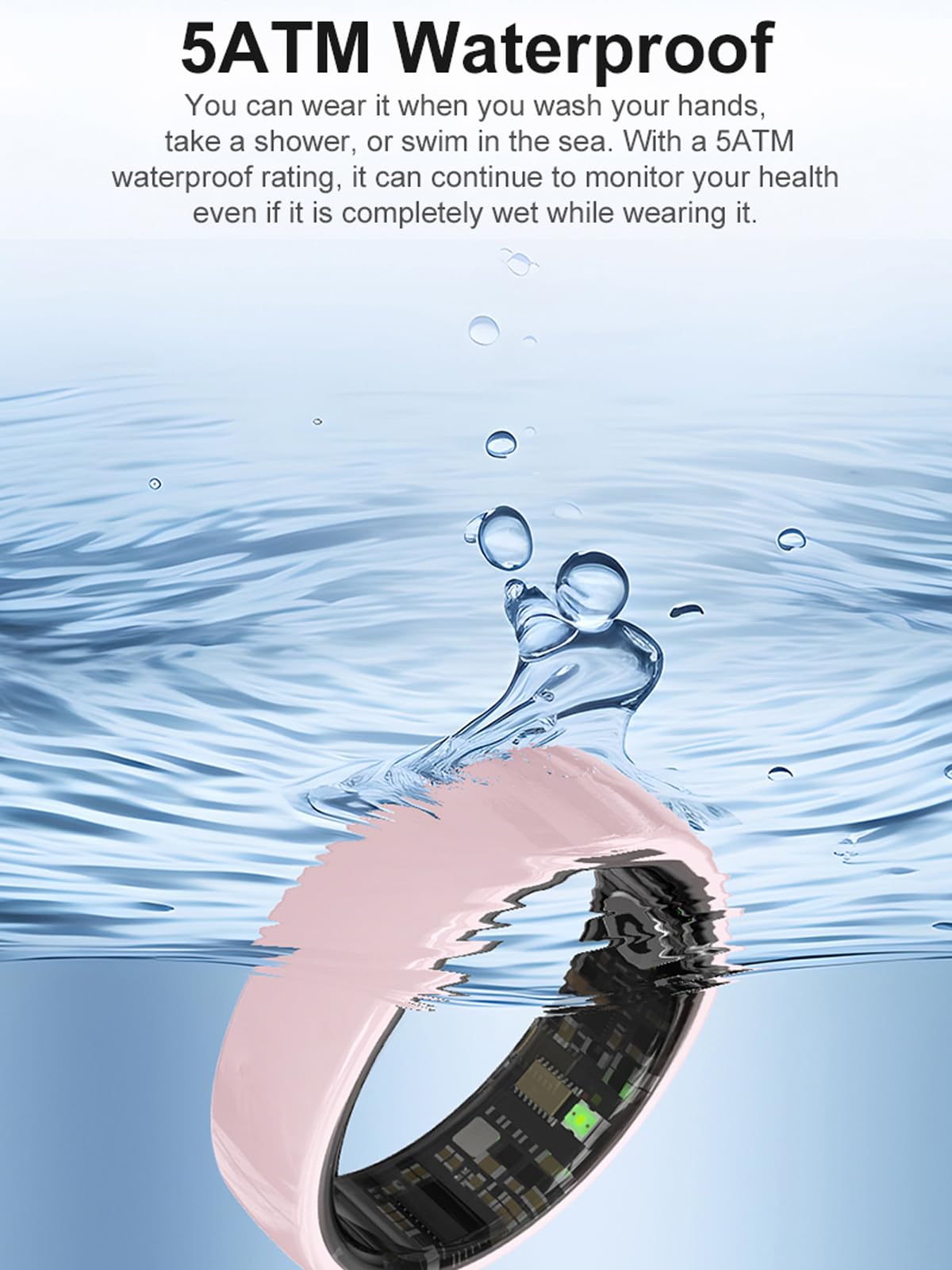 findtime Anneaux intelligents pour femme - Moniteur de fréquence cardiaque - Suivi du sommeil - Bagues de fitness pour homme - Oxygène dans le sang - Podomètre - Compteur de pas - Contrôle des gestes