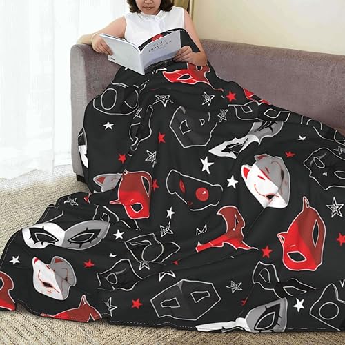 Miniatura 3 de Persona - Manta de franela de microfibra suave con patrón de 5 máscaras, cómoda manta Sherpa con aire acondicionado para