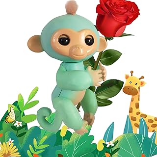 Fingerling's Monkey Toys - 2023 NEW Interactive Baby Monkey Reacts to Touch - Children's Toy Sensing Colorful Holding Monkey Fingertip Monkey Doll Parent-child Interactive Induction Birthday Gift (C)
