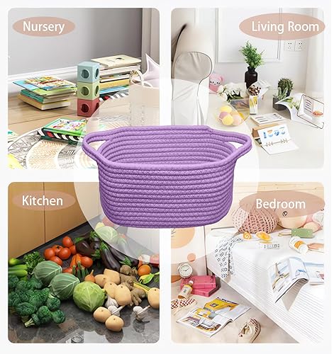 Miniatura 6 de Poschnor Cesta de regalo con bolsas de regalo y cintas, cesta de regalo para el día de la madre, canasta pequeña de cuerda tejida de 12 x 8 x 5