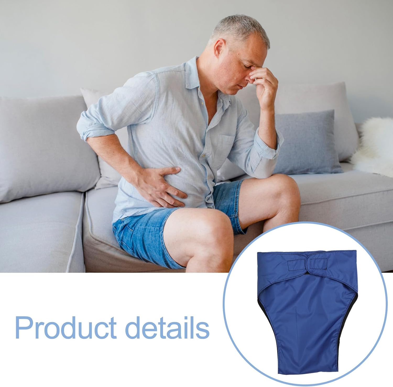 2pcs Adult Cloth Diapers Adjustable Waterproof Breathable Blue