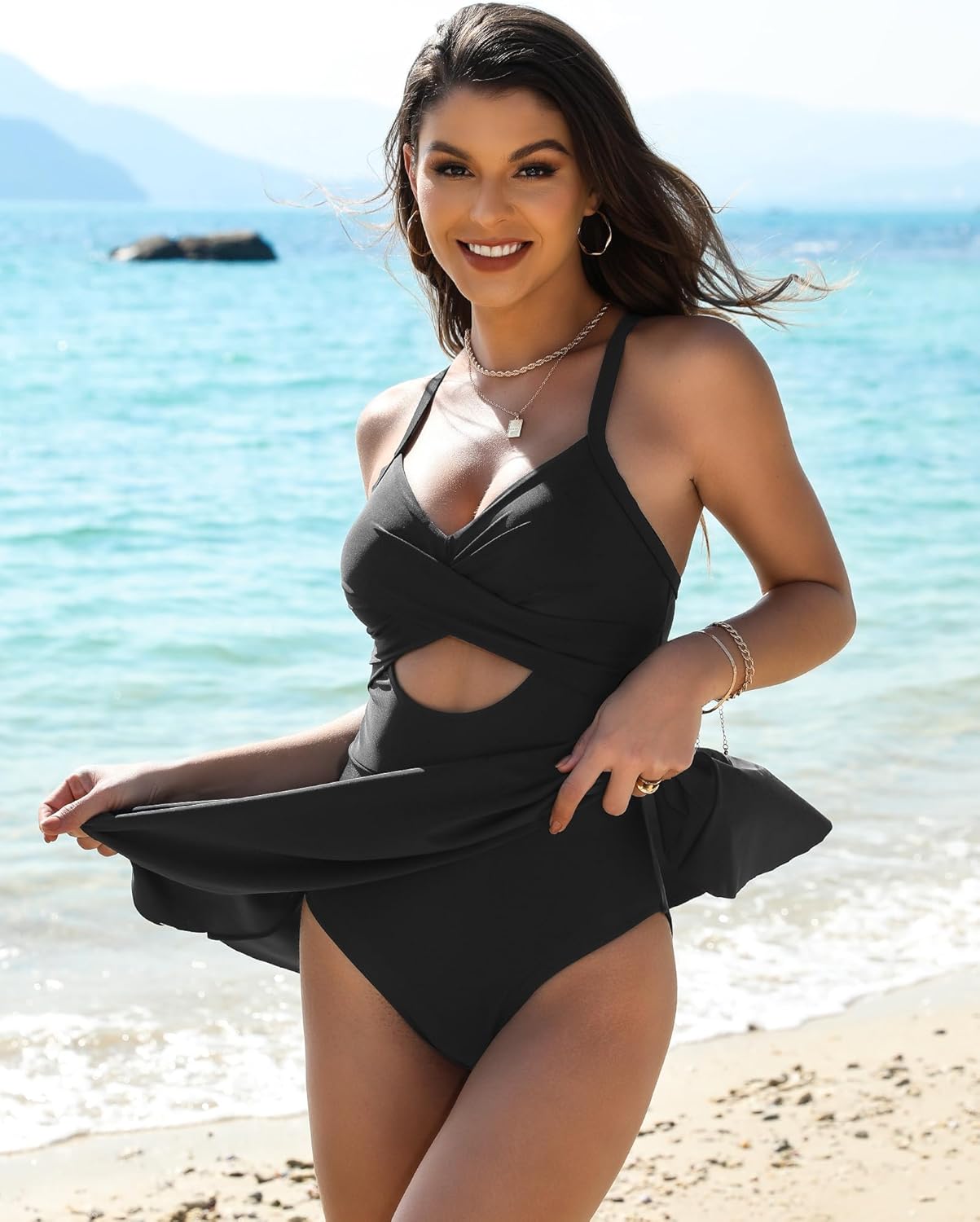 Womens One Piece Swimsuit Cut Out Cross V-Neck Swimdresses with Tummy Control Bottom Bathing Swim Suit Women 2026 - Image 4