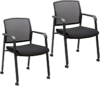 Vista 30 de CLATINA Sillas de oficina apilables para recepción de invitados con brazo, silla de sala de espera con respaldo de malla con asiento de tela