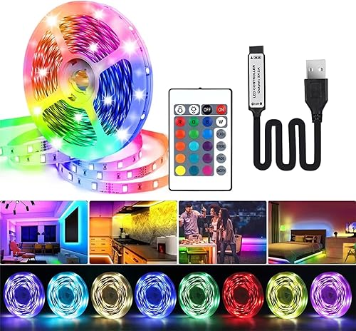 Tira de luces LED para TV, tira de luces LED alimentadas por USB de 13.12 pies para TV detrás de 32 a 65 pulgadas, luces RGB que cambian de color disponible en Yaxa Peru