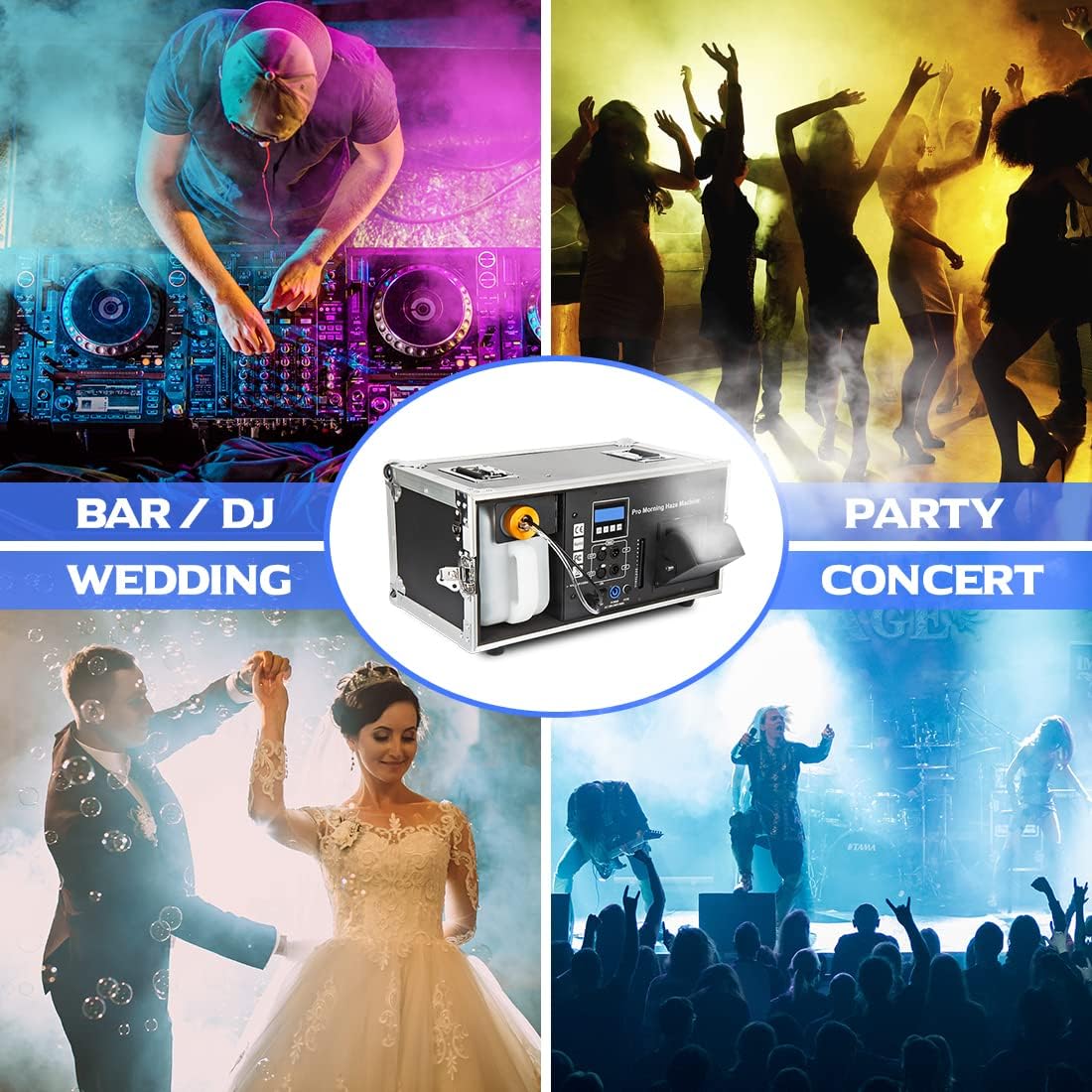 Halloween Fog Machine, 6 LED Lights&4 Colors Effect, Professional Smoke Machine Remote Control for Parties Holidays Wedding and Stage Effect (1200W)