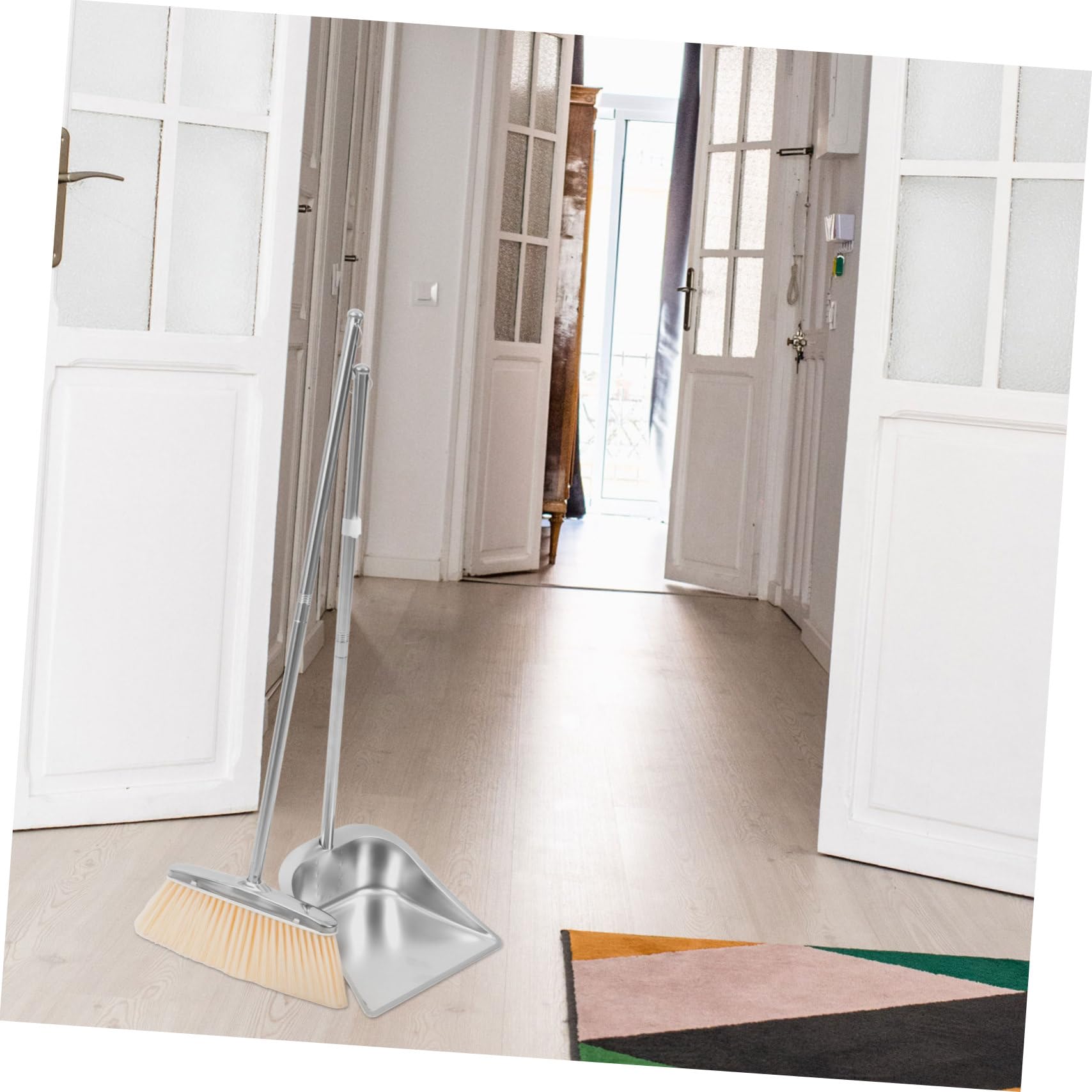 Acero Inoxidable, Juego de Escoba y Recogedor Resistente al Desgaste Roturas, Dustpan And Brush Set, Adecuado para Hogar y Dormitorio
