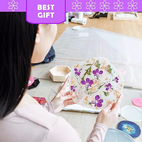 Miniatura 7 de Flores secas moradas para adornos de manualidades de resina, 60 flores secas prensadas naturales para joyería de resina, decoración de caja de