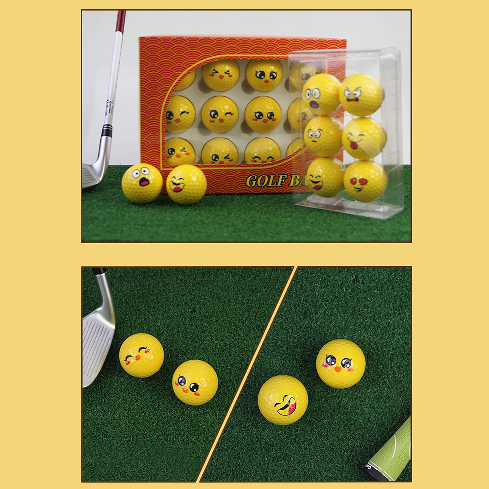 Lot de 12 balles de golf fantaisie amusantes pour entraînement